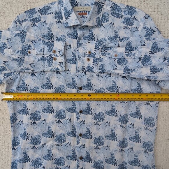 Bugatti Linen Cotton Men's Long Sleeve Fitted Shirt Floral Size M - Picture 5 of 7